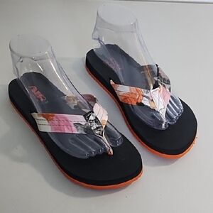 Black Orange pink Grey White print Flipflops Sandals Cushiony